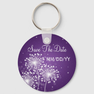 Wedding Save The Date Summer Sparkle Purple Key Ring