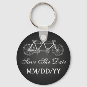 Wedding Save The Date Tandem Bike Black Key Ring