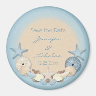 Wedding Save the Date Tropical Beach Shells Magnet