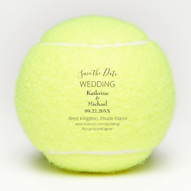 Wedding Save the Date Typography Tennis Balls (Front)