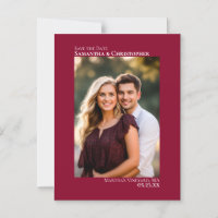 Wedding Save the Date Vertical Photo Cranberry Red