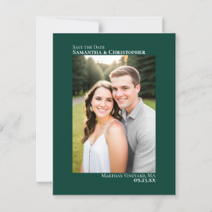 Wedding Save the Date Vertical Photo Emerald Green Magnetic Invitation