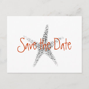 Wedding Save the Date with Starfish Announcement Postcard