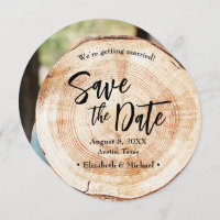 Wedding save the date wood disc slice tree Photo