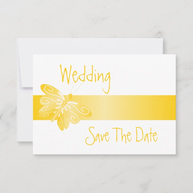 Wedding Save The Date Yellow Butterfly (Front)