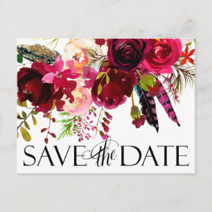 Wedding Save The Dates Floral Boho Announcement Postcard