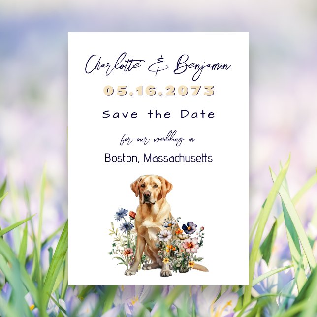 Wedding Save the Dates Yellow Lab Design Date (Creator Uploaded)