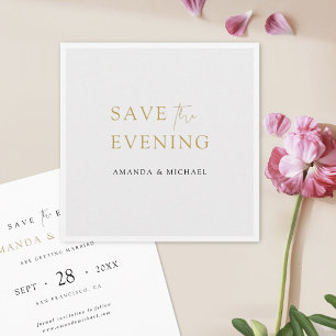 Wedding Save the Evening Card with Gold Typography