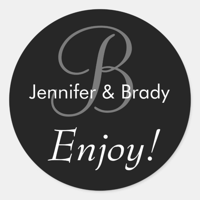 Wedding Saying Bride Groom Monogram Favour Sticker (Front)