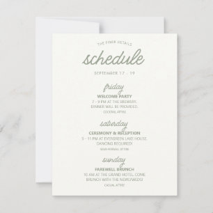 Wedding Schedule & Details Card