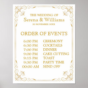 Wedding Schedule of Events Sign   Gatsby Art Deco