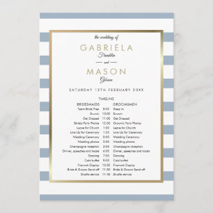 Wedding Schedule Timeline Dusty Blue Striped Programme