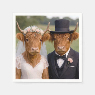 Wedding Scottish Highland Cows Napkin