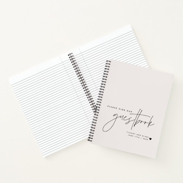 Wedding Script Calligraphy Ecru Guest Notebook (Inside)