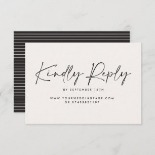 Wedding script modern black white elegant reply invitation