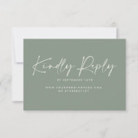 Wedding script modern sage green elegant reply