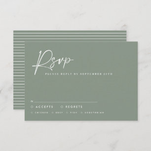 Wedding script modern sage green script rsvp reply invitation