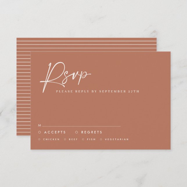 Wedding script modern script terracotta rsvp invitation (Front/Back)