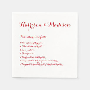 Wedding Script names Couple Fun Facts paper Napkin