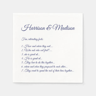 Wedding Script names Couple Fun Facts paper Napkin