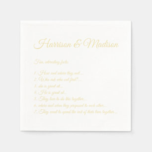 Wedding Script names Couple Fun Facts vanilla Napkin