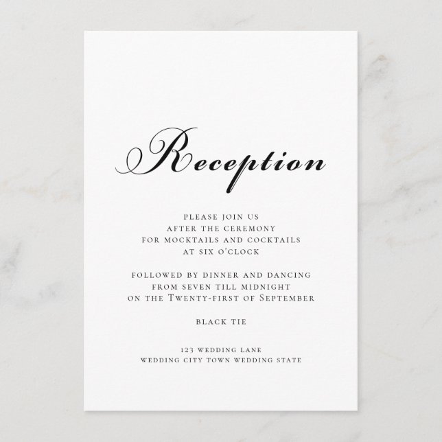 Wedding Script Reception Enclosure Card (Front)