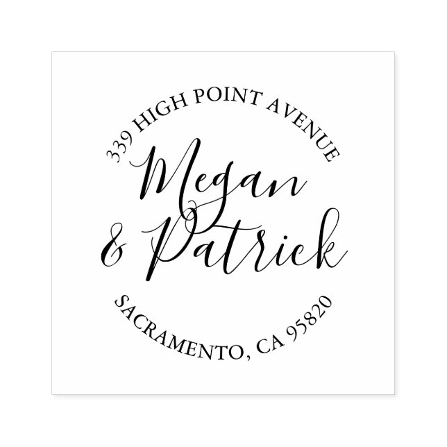 Wedding Script Round Return Address Stamp (Imprint)