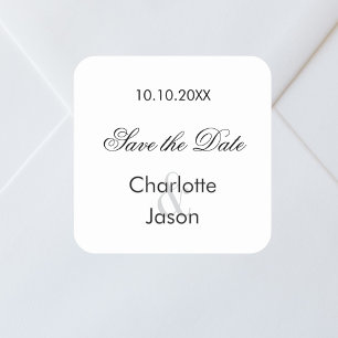 Wedding script Save the Date Square Sticker