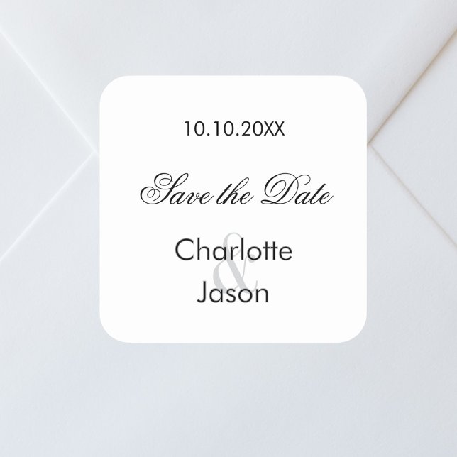 Wedding script Save the Date Square Sticker (Creator Uploaded)