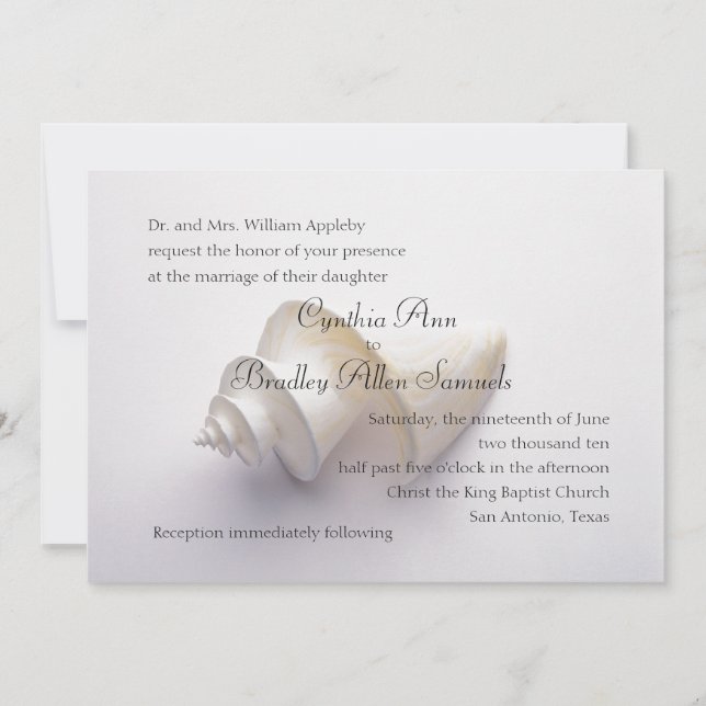 Wedding Sea Shell in the Sand Invitation (Front)