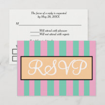 Wedding Seafoam Pink Green Cabana Stripes