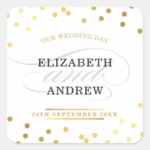 WEDDING SEAL chic minimalist modern gold confetti