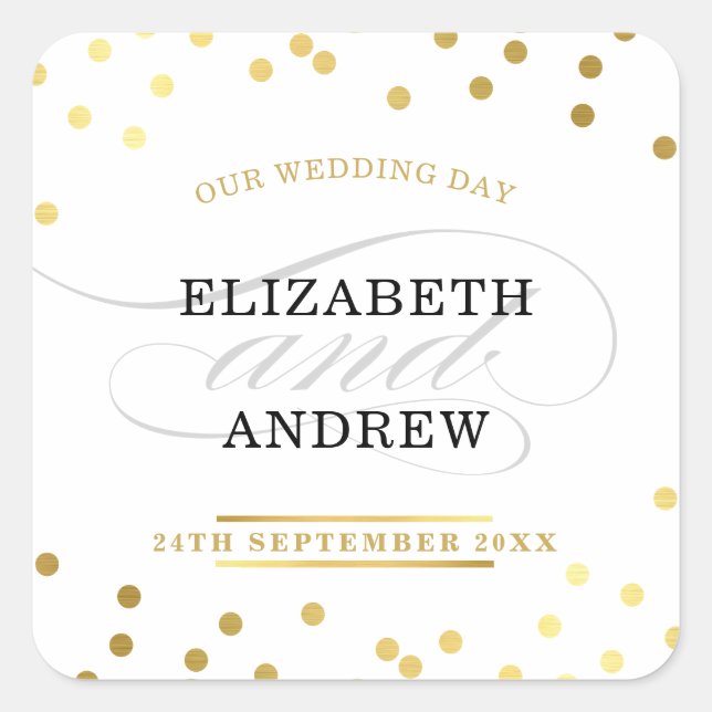 WEDDING SEAL chic minimalist modern gold confetti (Front)