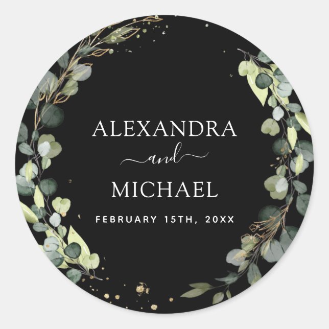 Wedding Seal Eucalyptus Black Greenery Succulent (Front)