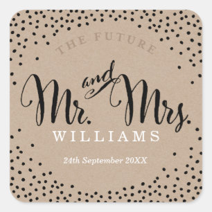 WEDDING SEAL stylish mini black confetti kraft
