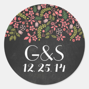 wedding seal with rustic floral chalkboard