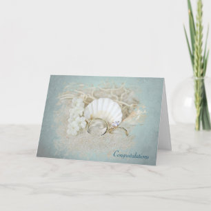 Wedding Seashells and Rings Card