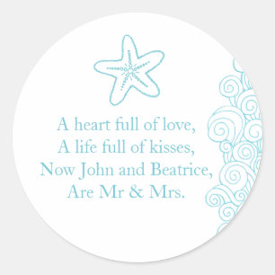 Wedding seastar starfish beach waves aqua sticker