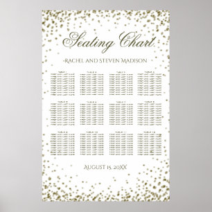 Wedding Seating 12 Table Gold Confetti Poster