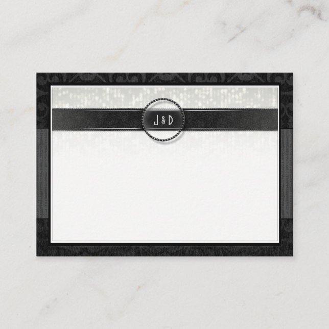 Wedding Seating Cards - BLANK Black & White Deco (Front)