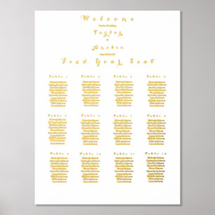 Wedding Seating Chart 12 Tables Real Gold Foil
