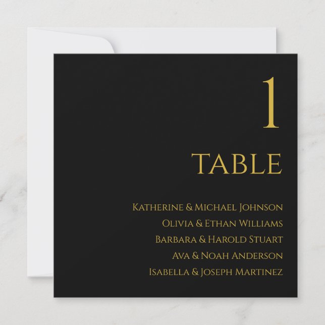 Wedding Seating Chart- Black and Gold Invitation (Front)