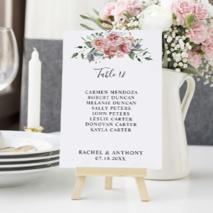 Wedding Seating Chart Blush Pink Floral Table Number