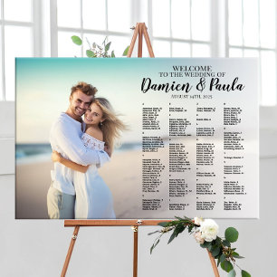 Wedding seating chart board with photo