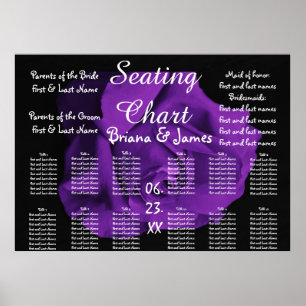 Wedding Seating Chart Bride Groom Bridal Purple