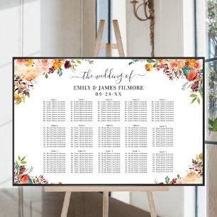Wedding Seating Chart   Burgundy Rustic Romance
