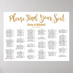 Wedding Seating Chart, Calligraphy Custom Colour Poster