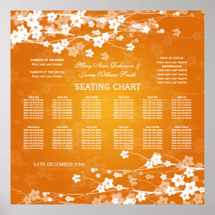 Wedding Seating Chart Cherry Blossom Orange