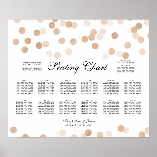 Wedding Seating Chart Copper Foil Glitter Lights (Front)