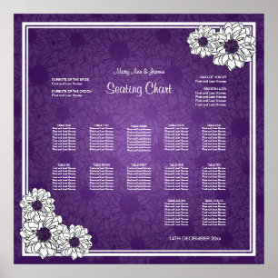 Wedding Seating Chart Dahlia Floral Purple